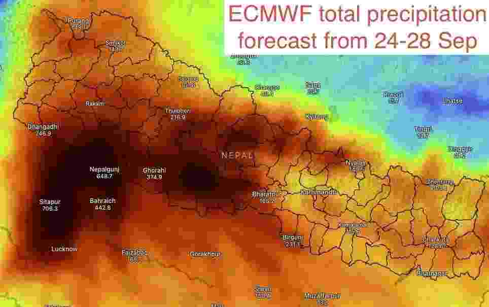 असोज ८ देखि १२ गतेसम्म भारी वर्षाको सम्भावना